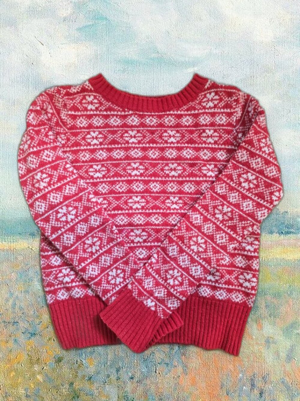 GapKids Red Fair Isle Snowflake Sweater XS (4-5)